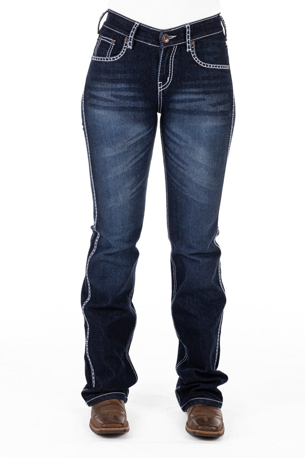 High Rise - SR2198 "Scottsdale" White Wash Stitch Jeans