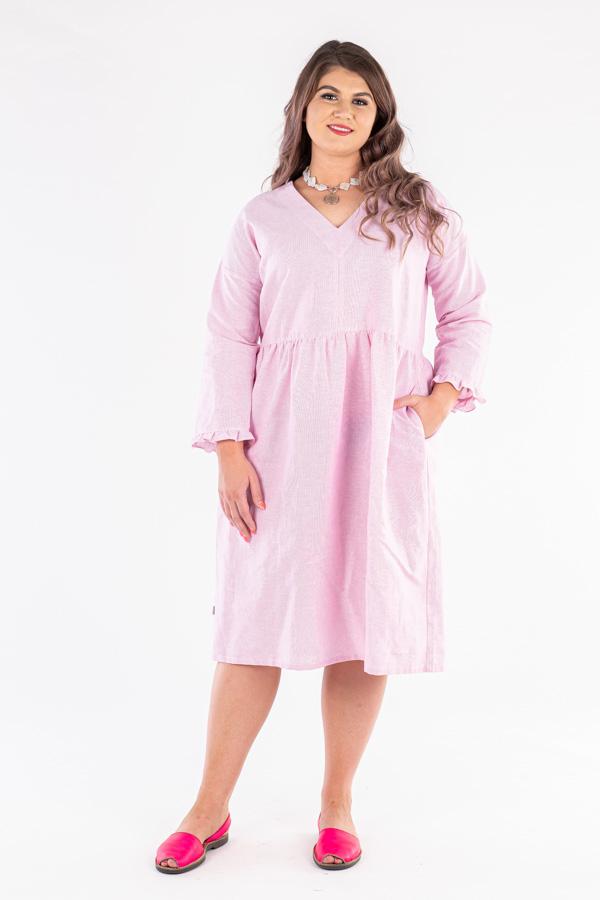 Linen Collection - LC19 Pink Stripe V Neck Dress