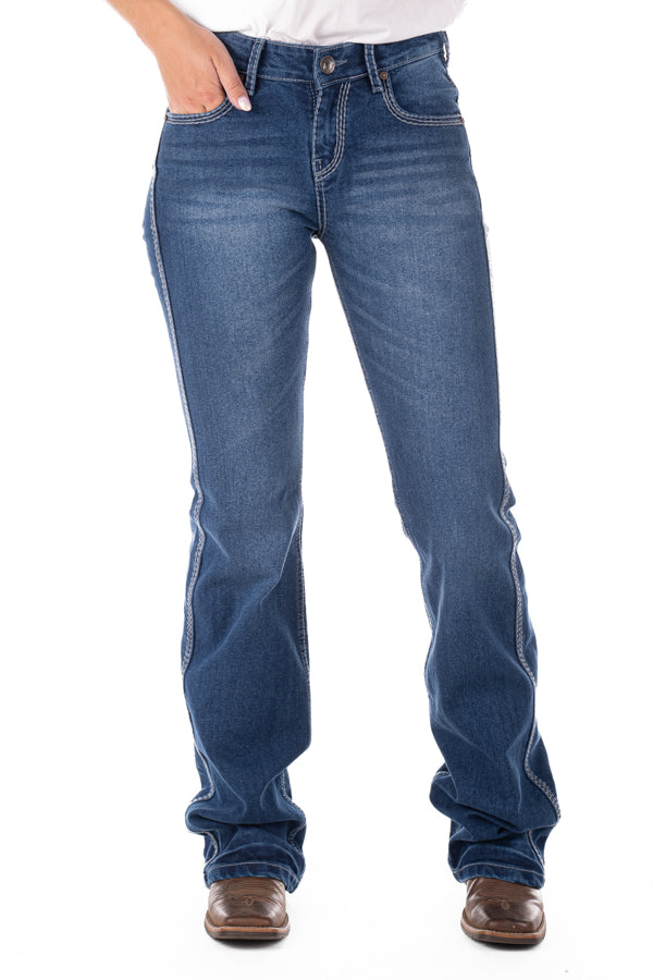 High Rise - SR2143 "Littleton" Grey Stitch Jeans