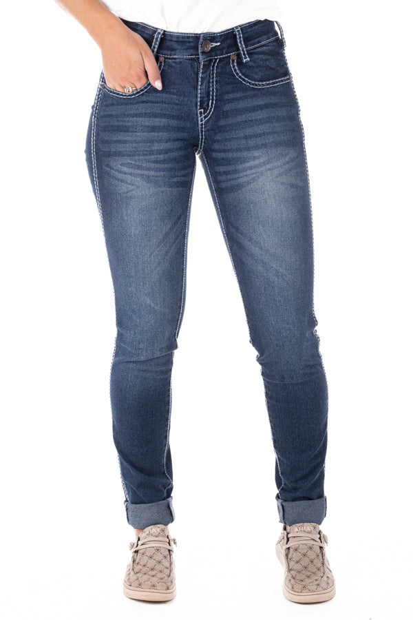 Skinny - SR2168 White Wash Stitch Jeans