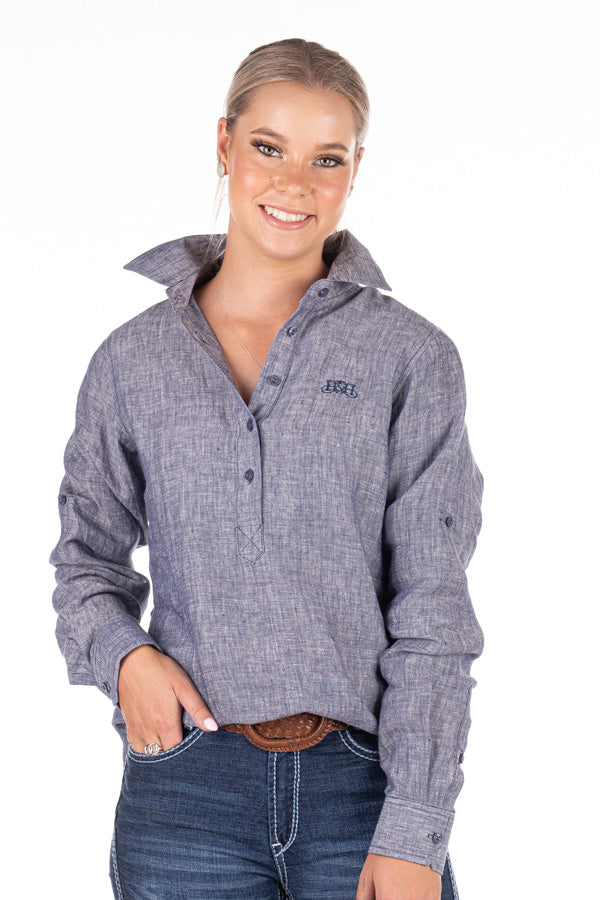 Linen Collection - LC01-3 Navy Linen Shirt