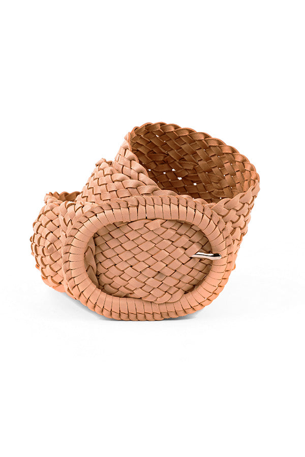 Leather Plaited Belt - Natural