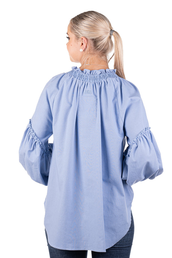 Linen Collection - LC32-3 Powder Blue Linen Gathered Sleeve Shirt