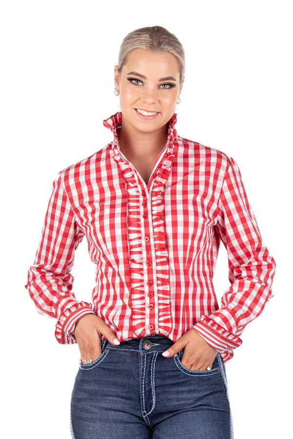Fitted - F103 Red Gingham Ruffle