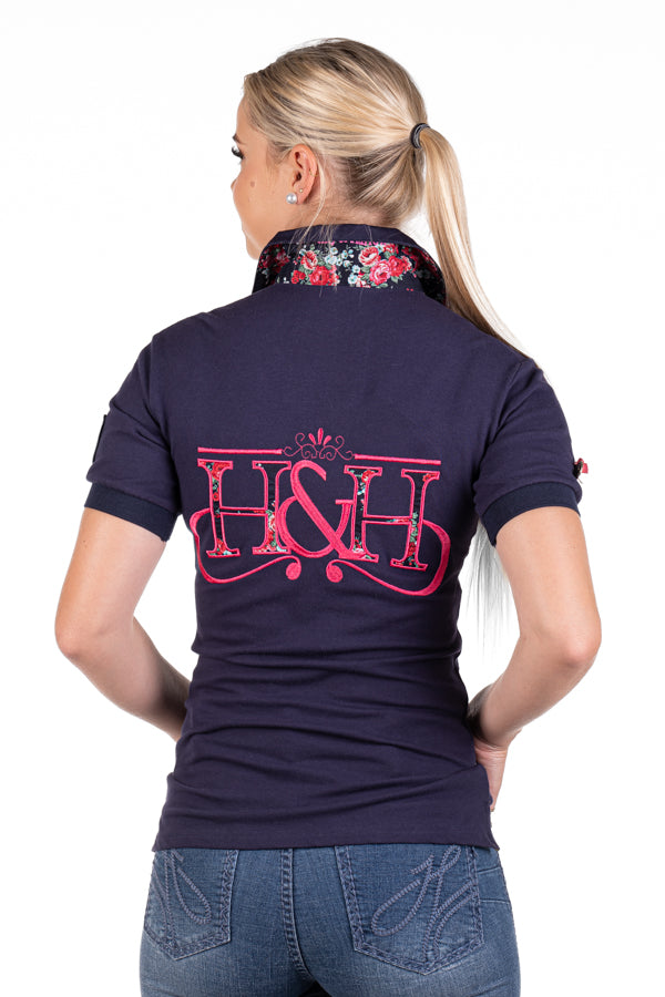 Fitted Polo - E205 Navy with Hot Pink