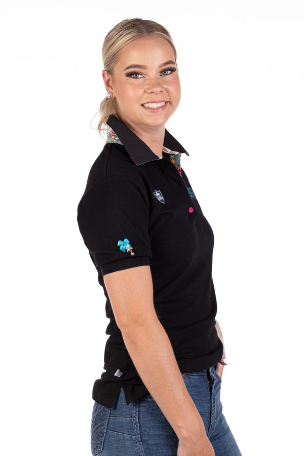 Fitted Polo - E190 Black with Turquoise