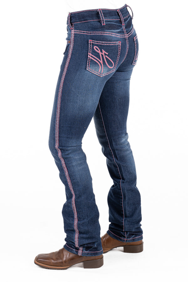 Mid Rise - SR2191 "Salem" Pink  Stitch Jeans