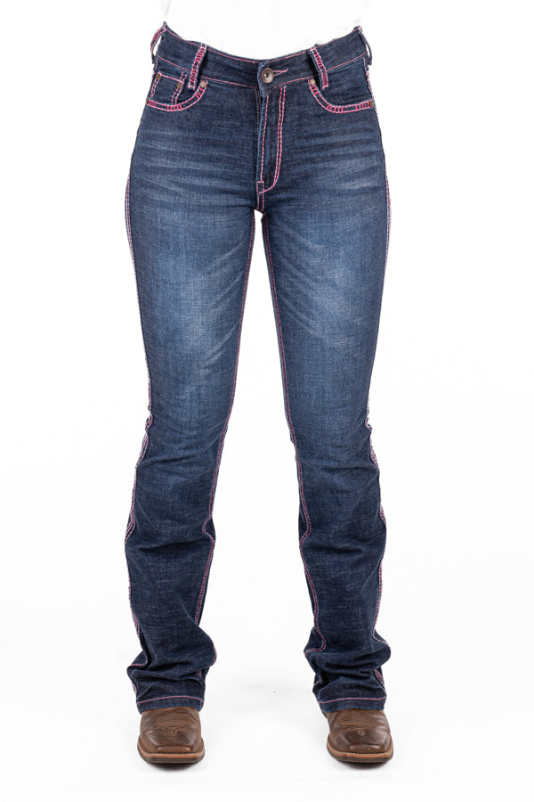 Ultra High Rise - SR2207 "Tombstone" Hot Pink Stitch Jeans