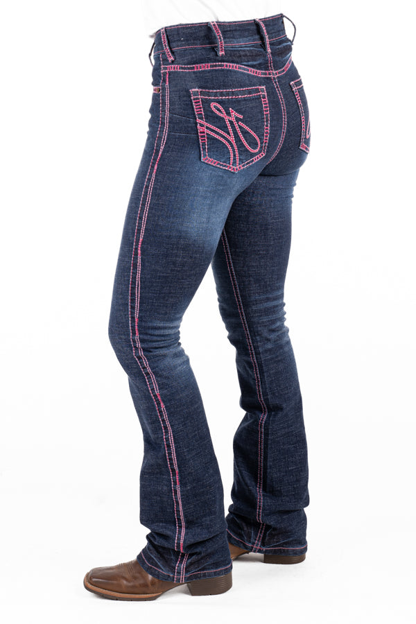 Ultra High Rise - SR2207 "Tombstone" Hot Pink Stitch Jeans