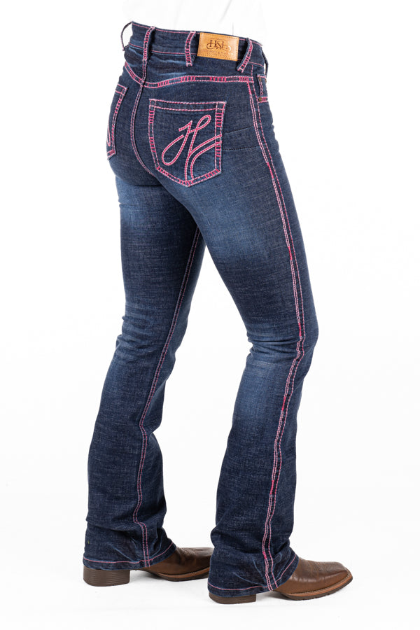 Ultra High Rise - SR2207 "Tombstone" Hot Pink Stitch Jeans