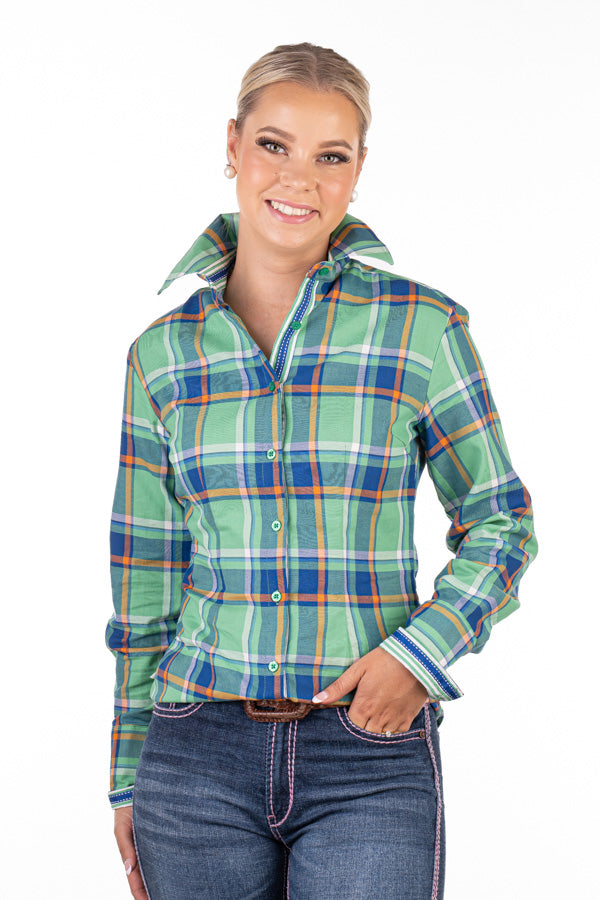 Fitted - RR01-27 Emerald Check Collared Ranch Range Arena Shirt