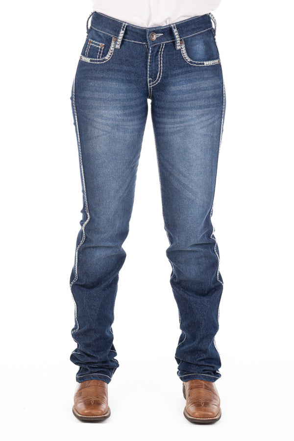 Mid Rise - SR2166 "Blairsville" Sage Heart Stitch Jeans
