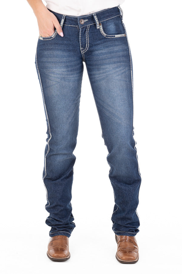 Mid Rise - SR2166 "Blairsville" Sage Heart Stitch Jeans