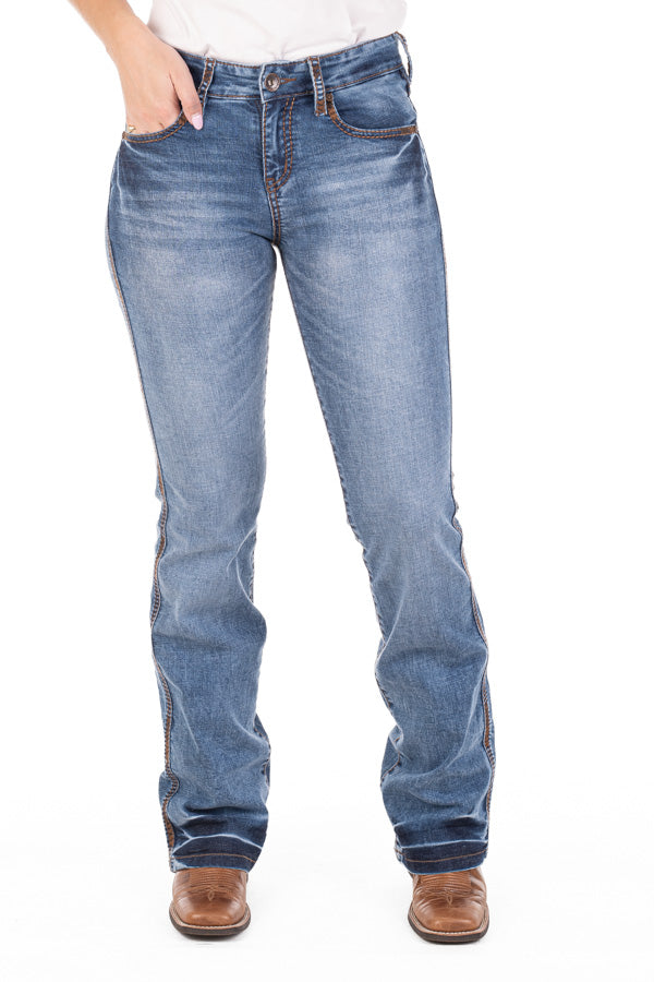 Comfort Cut High Rise - SR2188 "Sierra Vista" Tan Heart Stitch Jeans