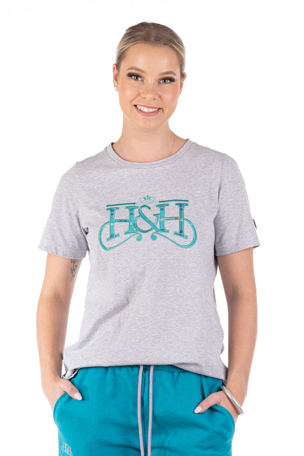 T Shirt - TS27 Grey & Teal H&H Logo