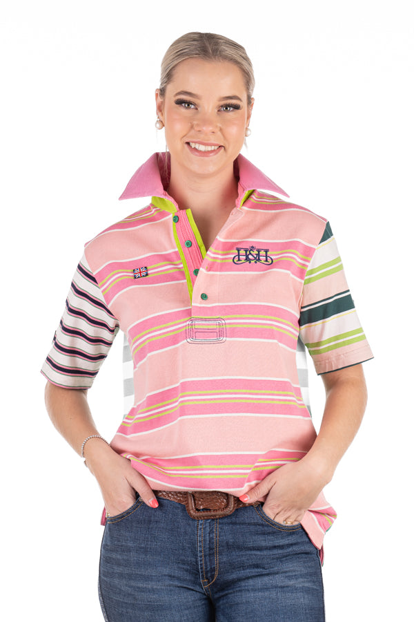 Rugby Collection - RC01-14 Lime Green/Pink/White/Dark Green Rugby Fit Polo