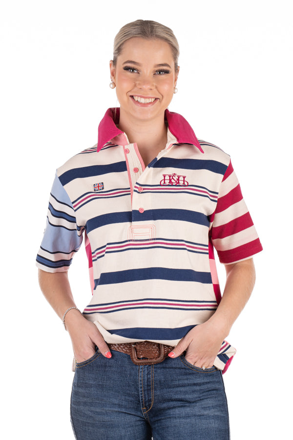 Rugby Collection - RC01-13 White/Navy/Pink/Blue Rugby Fit Polo