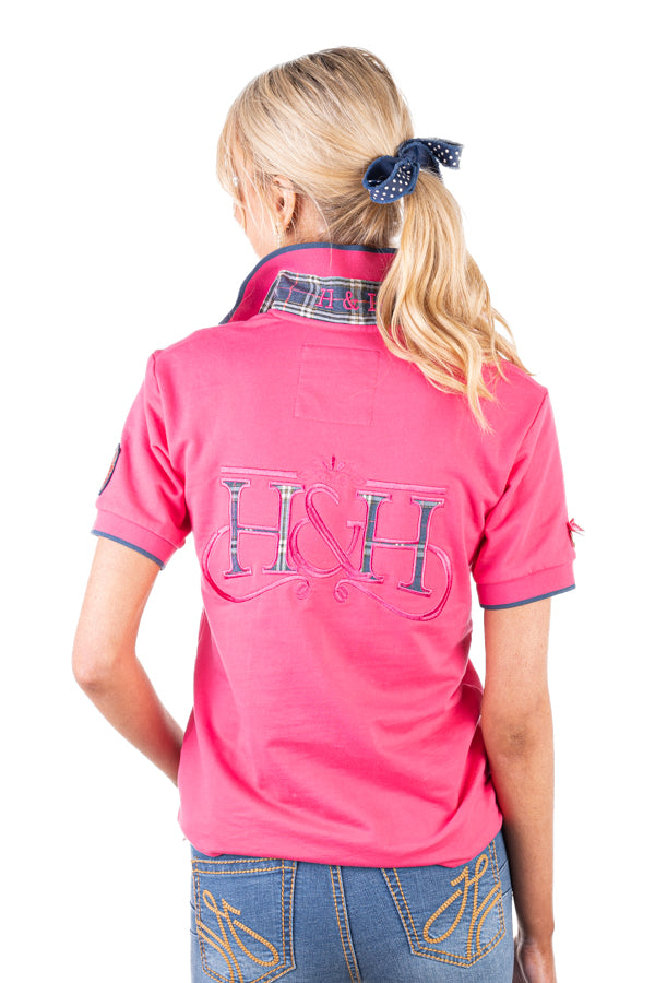 Loose Fit Polo - EL110 Hot Pink with Navy