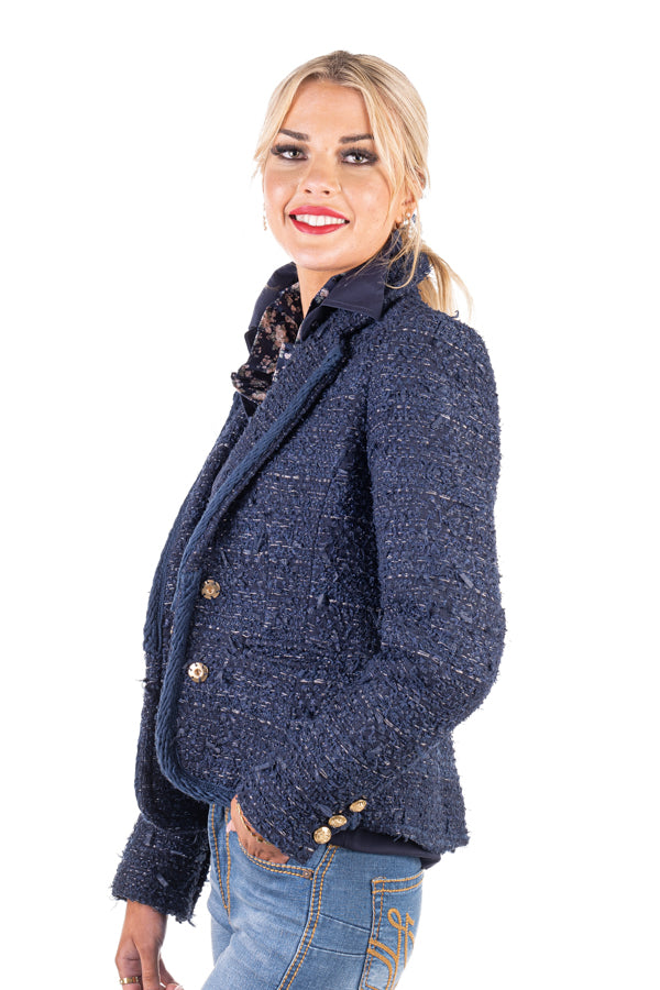 Bouclé Blazer - J13C-3 Navy