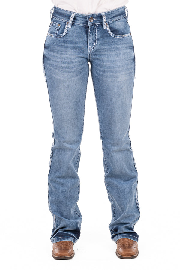 Comfort Cut High Rise - SR2201 "Augusta" White Wash Stitch Jeans