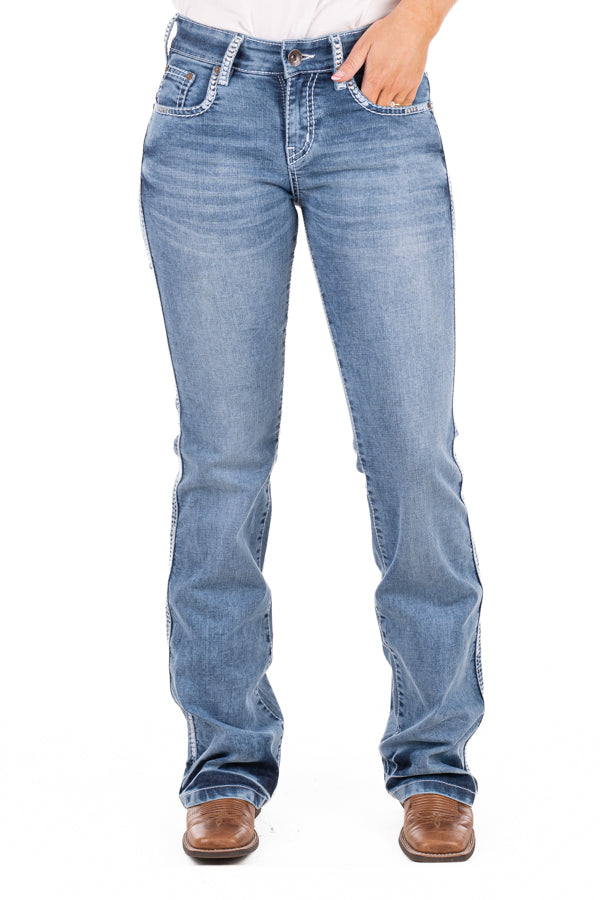 Comfort Cut High Rise - SR2201 "Augusta" White Wash Stitch Jeans