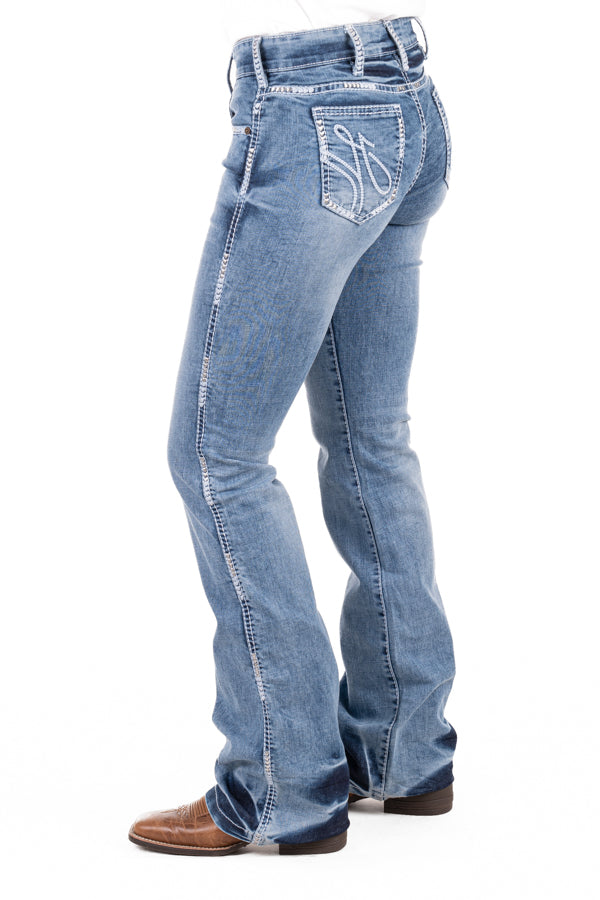 Comfort Cut High Rise - SR2201 "Augusta" White Wash Stitch Jeans