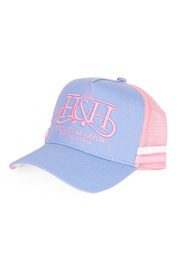 Trucker Cap - Cornflower & Baby Pink Crisscross