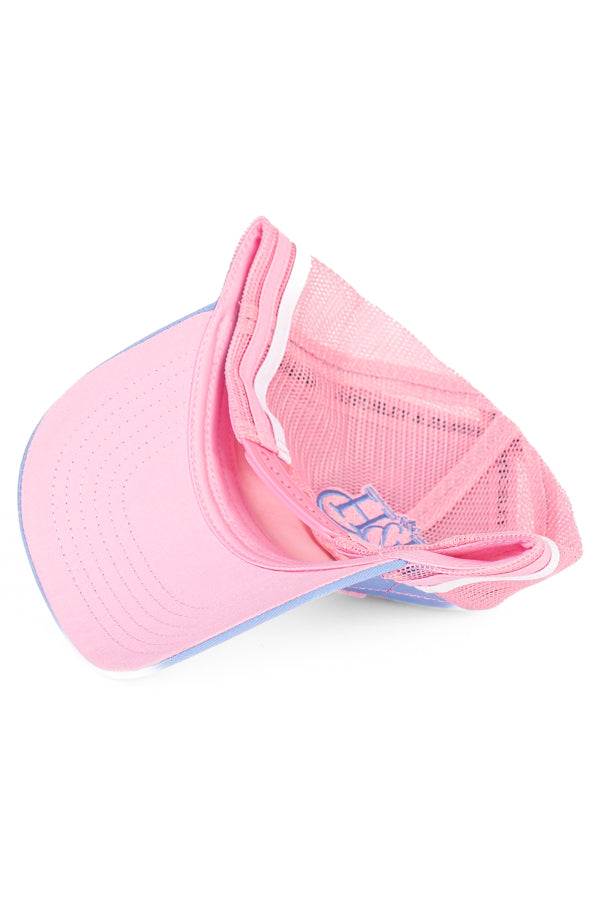 Trucker Cap - Cornflower & Baby Pink Crisscross