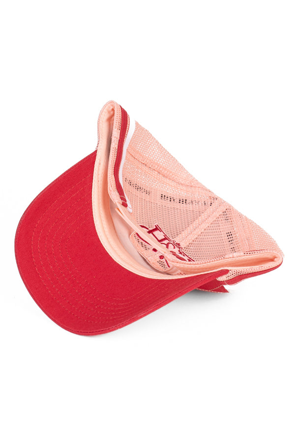 Trucker Cap - Cherry & Peach Crisscross