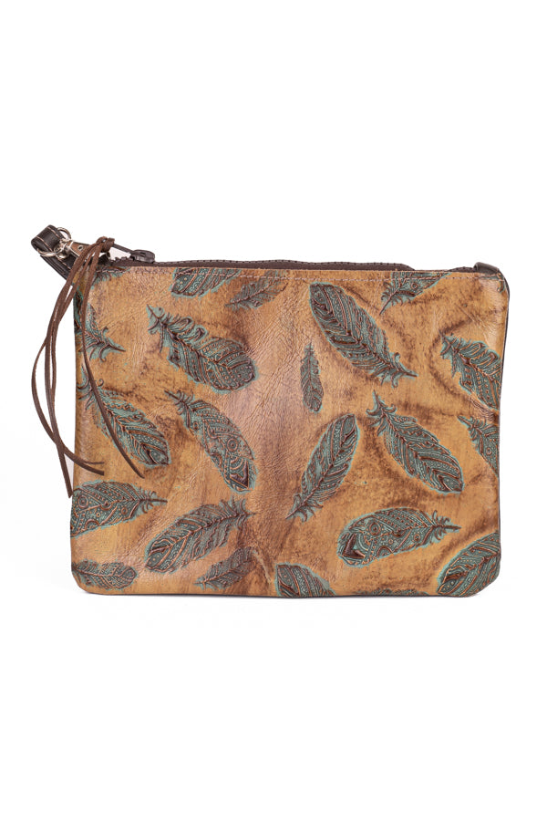 Clutch - Small Feather detail Leather #14