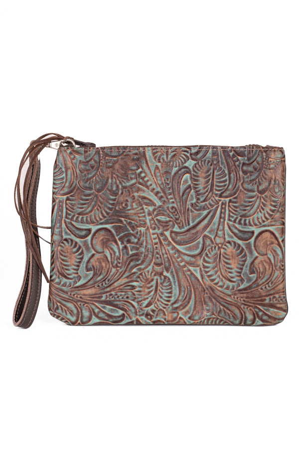 Clutch - Turquoise Leaves detail Leather #05