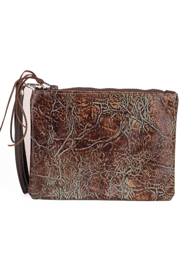 Clutch - Turquoise Crackle detail Leather #06