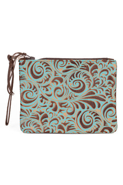 Clutch - Turquoise Swirl detail Leather #08