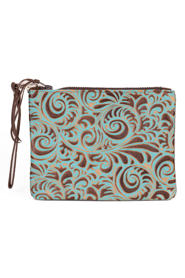 Clutch - Turquoise Swirl detail Leather #08