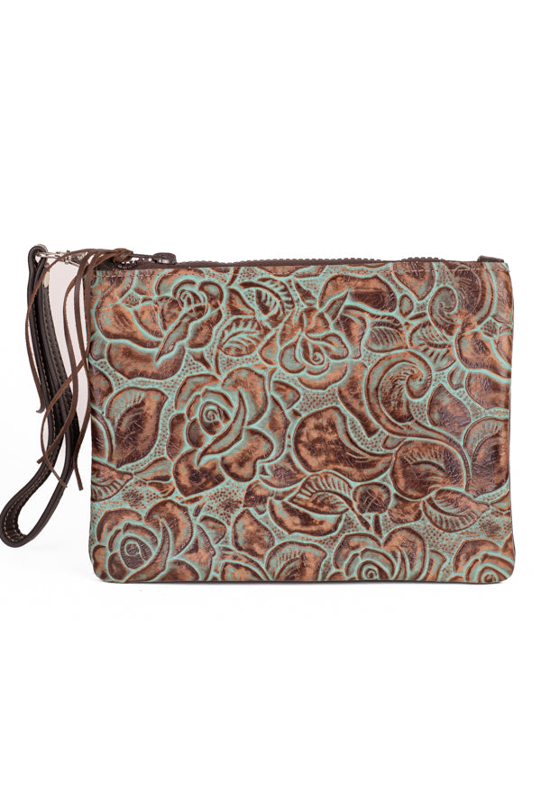 Clutch - Turquoise Rose detail Leather #10