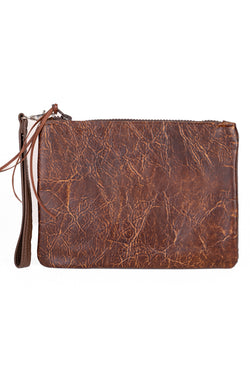 Clutch - Brown Crackle detail Leather #11