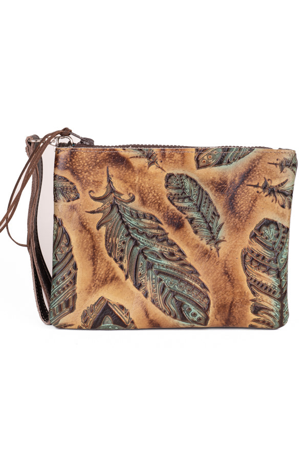 Clutch - Large Feather detail Leather #15