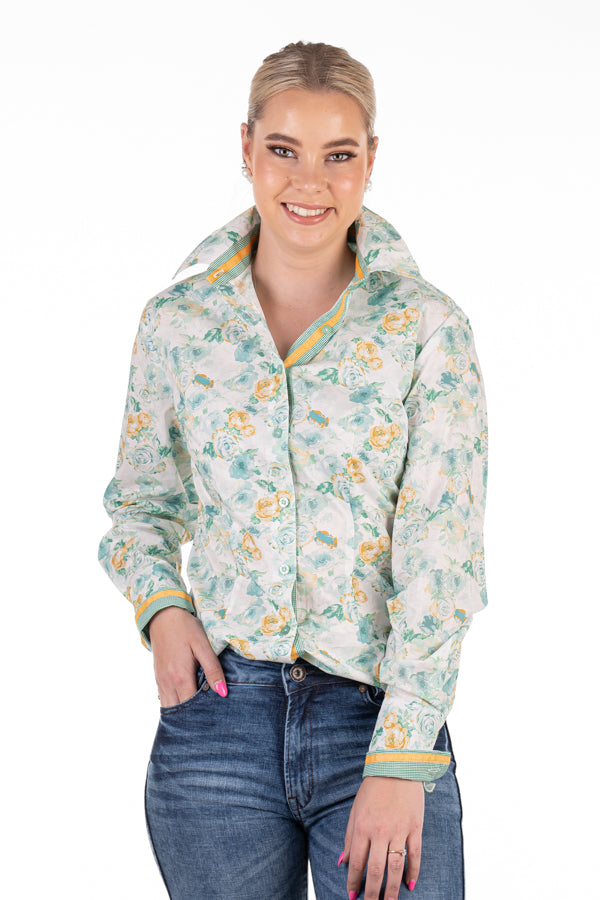 Fitted - C173 Mustard & Turquoise Green Floral