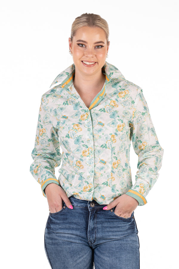 Fitted - C173 Mustard & Turquoise Green Floral