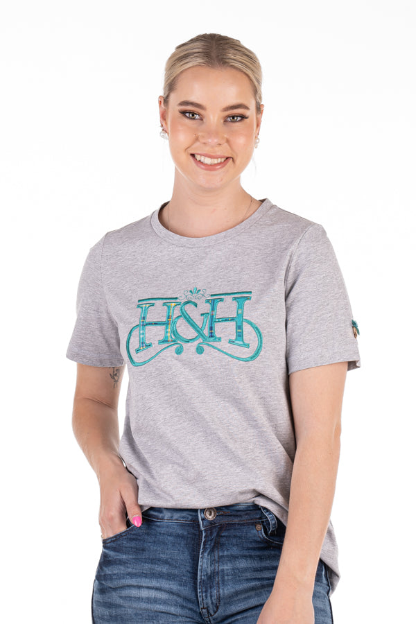 T Shirt - TS27 Grey & Teal H&H Logo