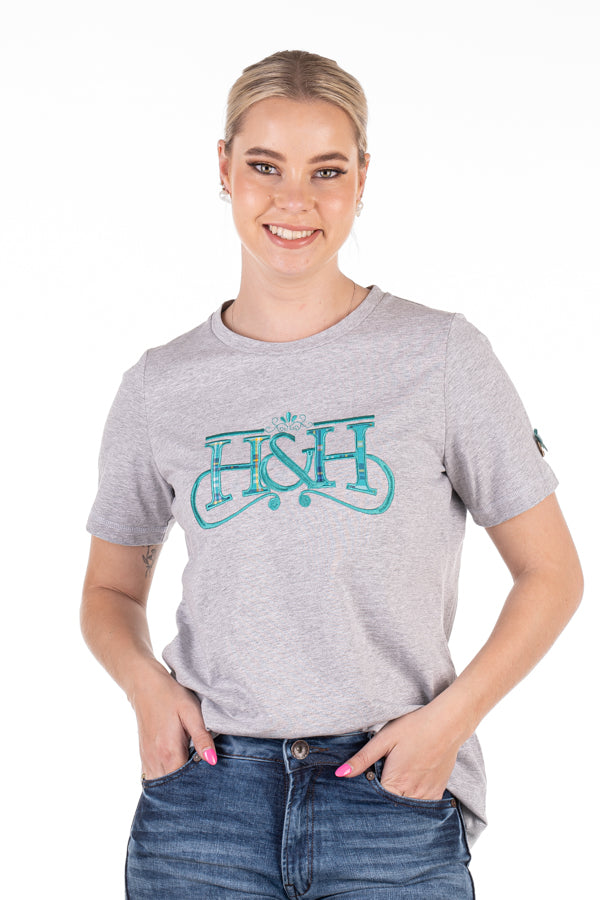 T Shirt - TS27 Grey & Teal H&H Logo