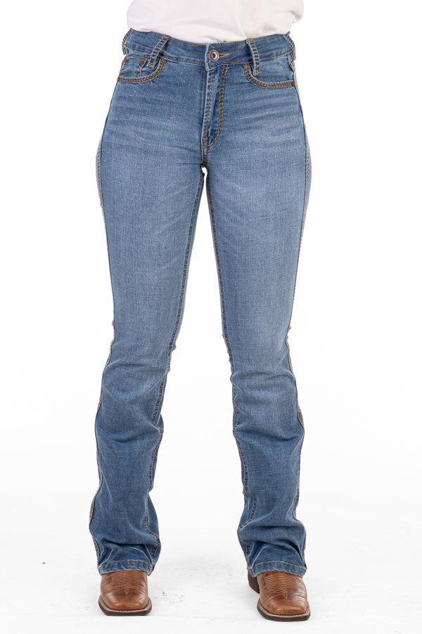 Ultra High Rise - SR2159 "Arcadia" Khaki and Tan Mix stitch jean