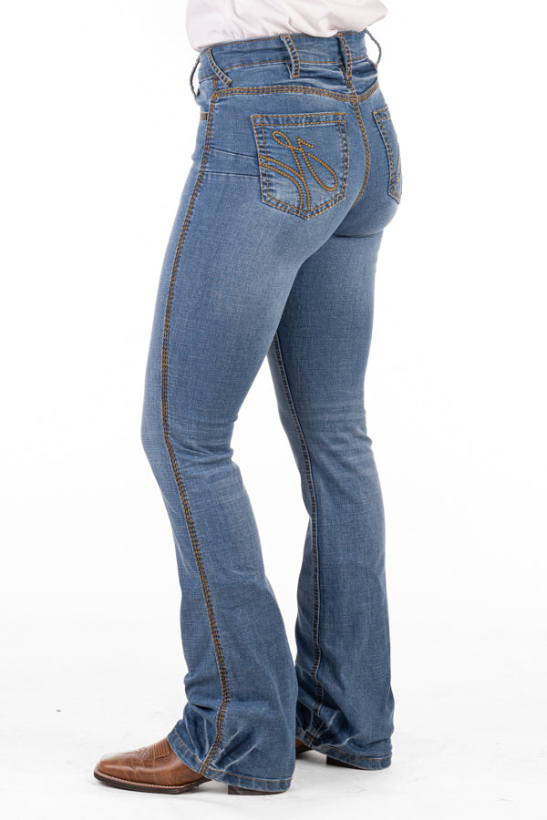 Ultra High Rise - SR2159 "Arcadia" Khaki and Tan Mix stitch jean