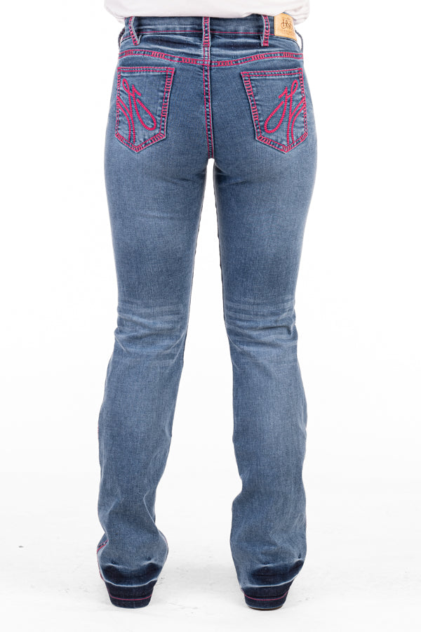 Comfort Cut High Rise - SR2154 "Belmont" Metallic Hot Pink Stitch Jeans