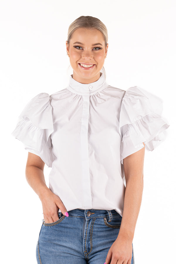 Linen Collection - LC108 White Ruffle Sleeve