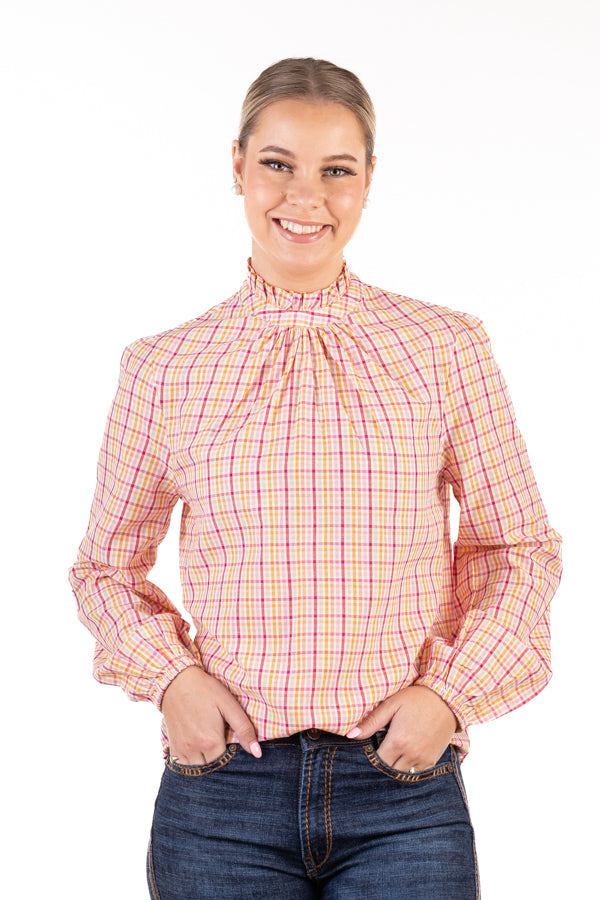Wisteria Lane - WL344-2000 Mustard, Peach, & Pink Frill Neck