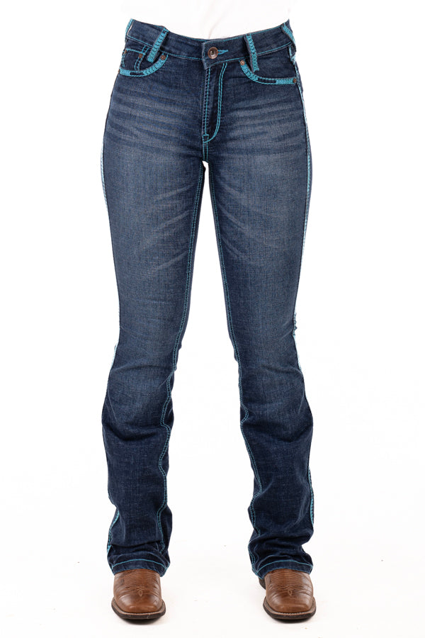 Ultra High Rise - SR2165 "Kentucky" Turquoise Heart Stitch Jean