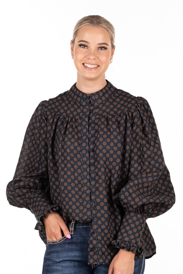 Linen Collection - LC52-2000 Brown Polka Dot on Navy