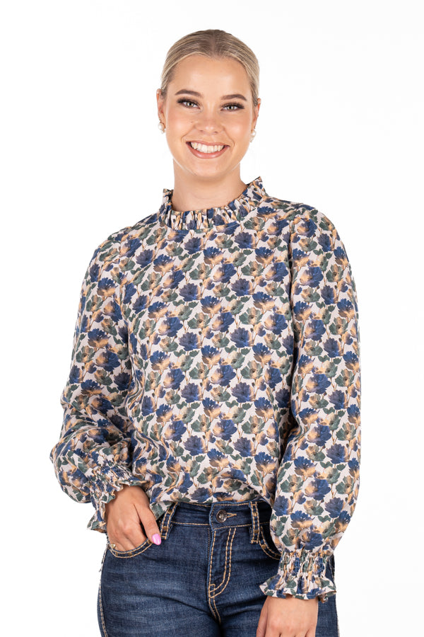 Linen Collection - LC36-2001 Brown, Navy, Tan & Khaki Printed Floral