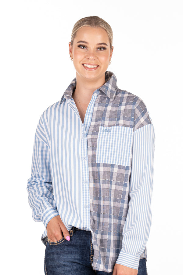 The LC Collection - LC43-7 Blue Check & Blue Stripe Mix
